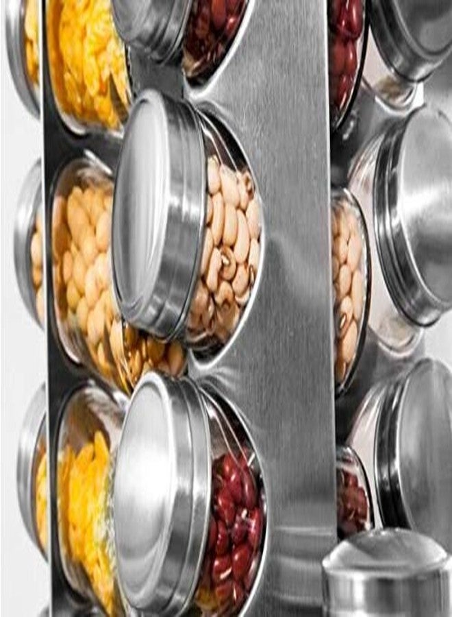 REPLEX Rotating Spice Rack, Set of 16 Spice Jars Stainless Spice Rack, Seasoning Storage Organization Spice, Suitable for Carousel Tower for Kitchen, Round Revolving - Image 4